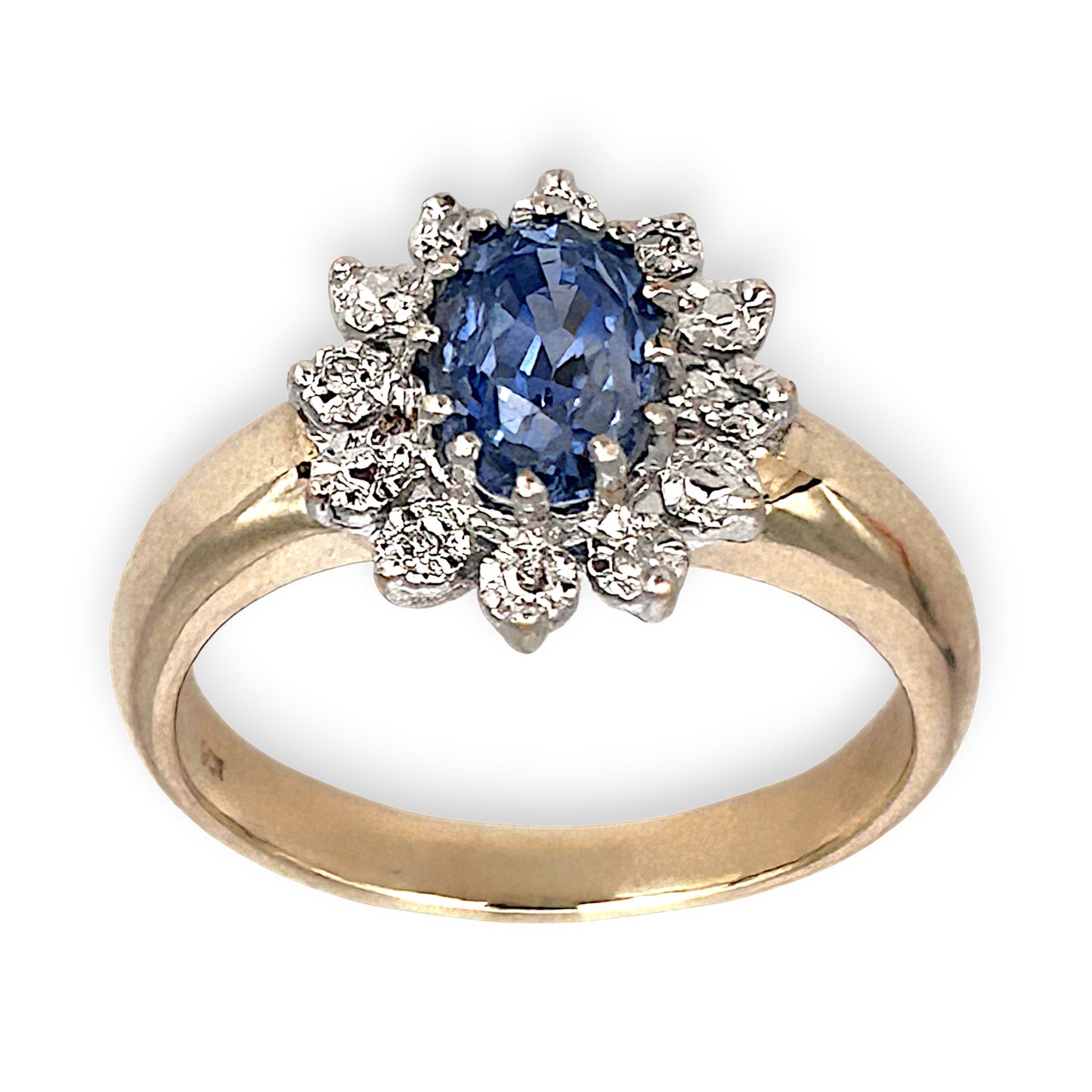 GOLD DEAL | 9ct (9K) Gold Heritage Sparkle Sapphire & Diamond Halo Ring Valuation $3,500