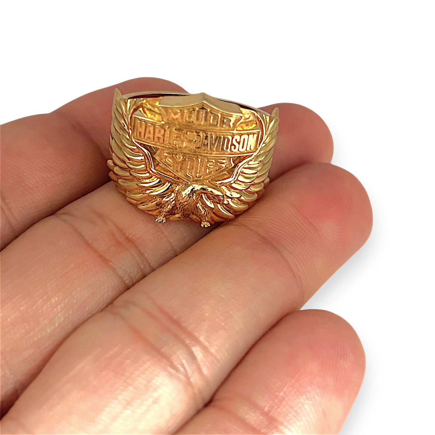 NZGD | 9ct Gold Harley-Davidson Eagle Biker Ring Size U