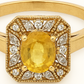 GOLD DEAL | 9ct (9K) Gold Regal Yellow Sapphire & Diamond Cluster Ring Valuation $2,200