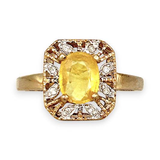 GOLD DEAL | 9ct (9K) Gold Regal Yellow Sapphire & Diamond Cluster Ring Valuation $2,200