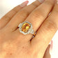 GOLD DEAL | 9ct (9K) Gold Radiant Warm Citrine & Diamond Halo Ring Valuation $2,200