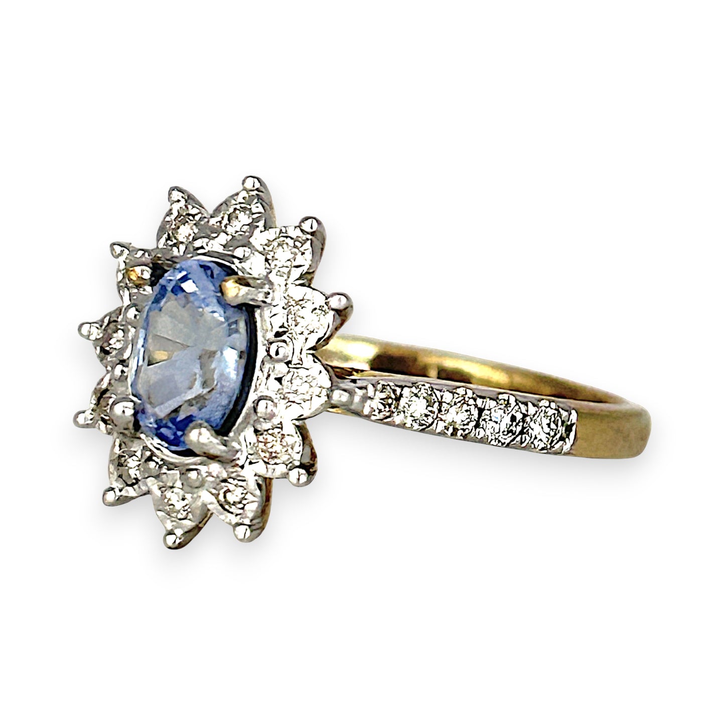GOLD DEAL | 9ct (9K) Gold Refurbished Sapphire & Diamond Cluster Ring Size O Valuation $2,150