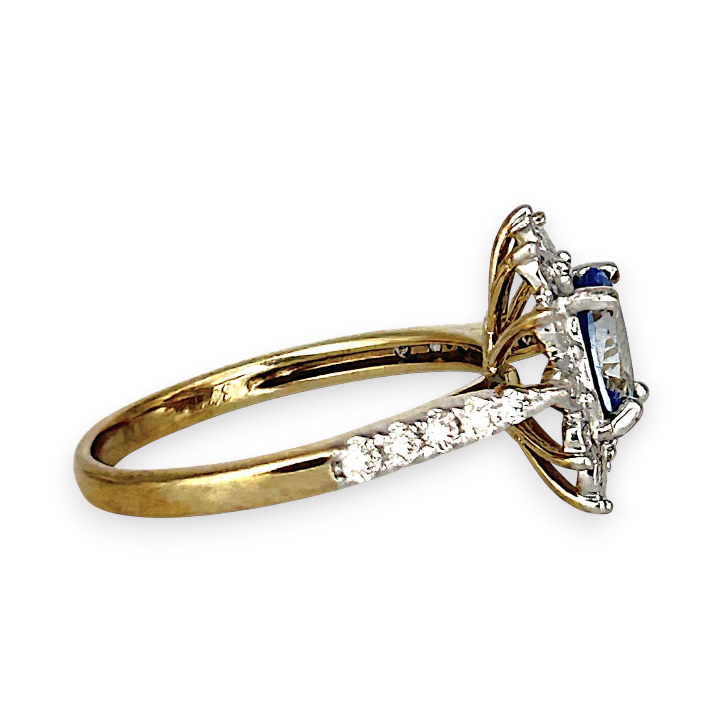 GOLD DEAL | 9ct (9K) Gold Refurbished Sapphire & Diamond Cluster Ring Size O Valuation $2,150