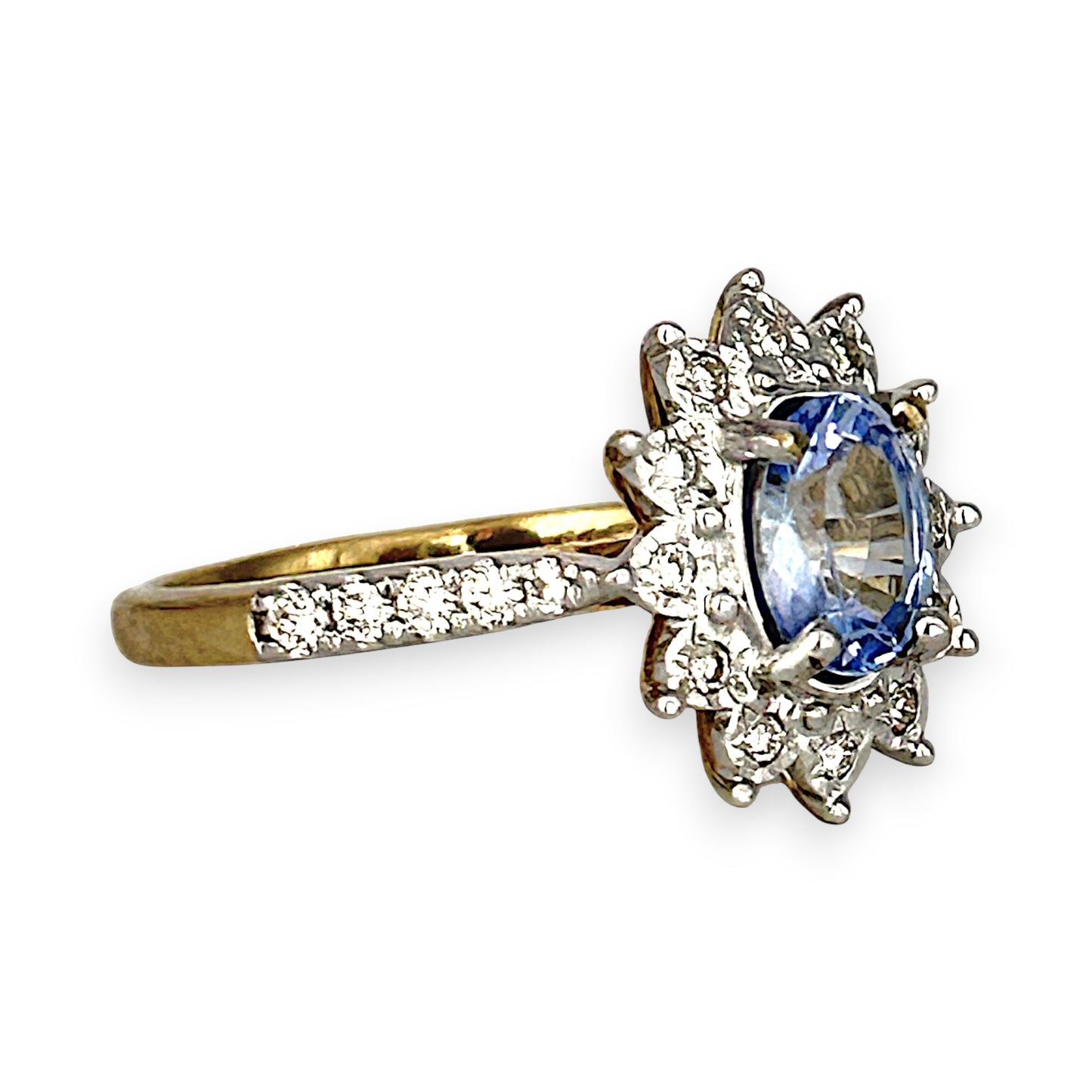 GOLD DEAL | 9ct (9K) Gold Refurbished Sapphire & Diamond Cluster Ring Size O Valuation $2,150