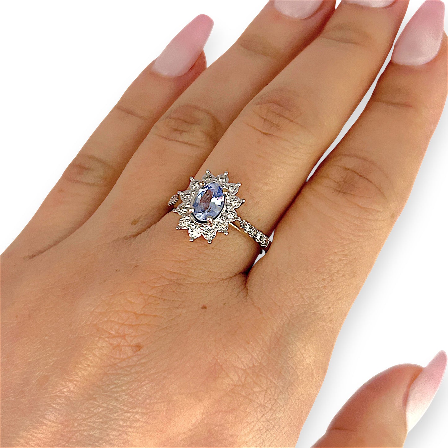 GOLD DEAL | 9ct (9K) Gold Refurbished Sapphire & Diamond Cluster Ring Size O Valuation $2,150