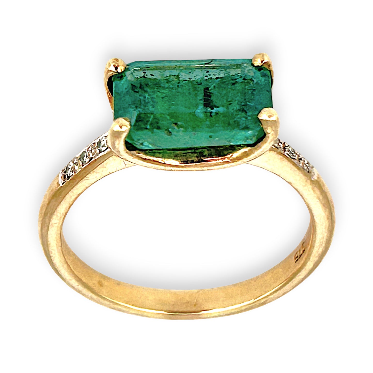 GOLD DEAL | 9ct (9K) Gold Regal Radiant Emerald & Diamond Dress Ring Valuation $3,300