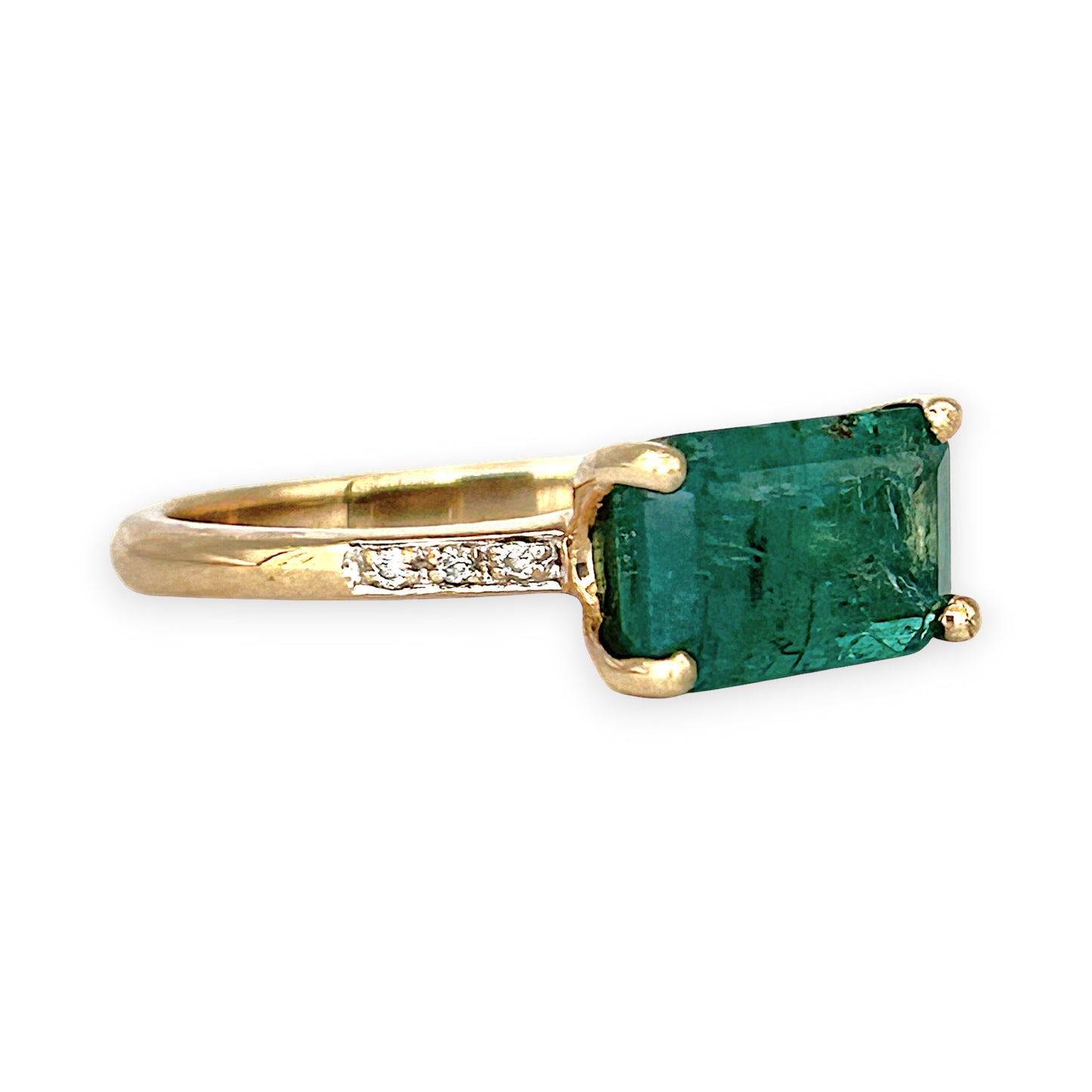 GOLD DEAL | 9ct (9K) Gold Regal Radiant Emerald & Diamond Dress Ring Valuation $3,300