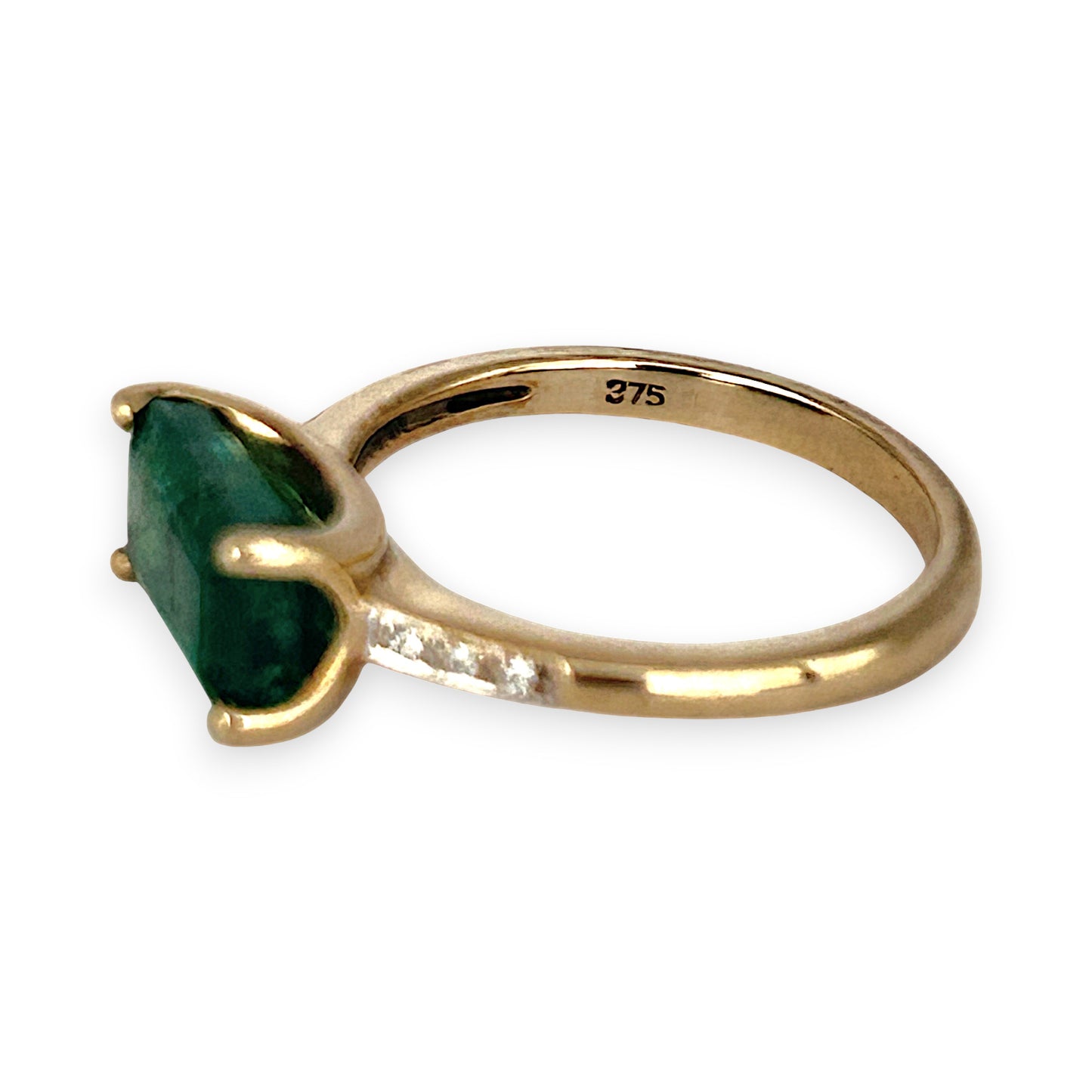 GOLD DEAL | 9ct (9K) Gold Regal Radiant Emerald & Diamond Dress Ring Valuation $3,300