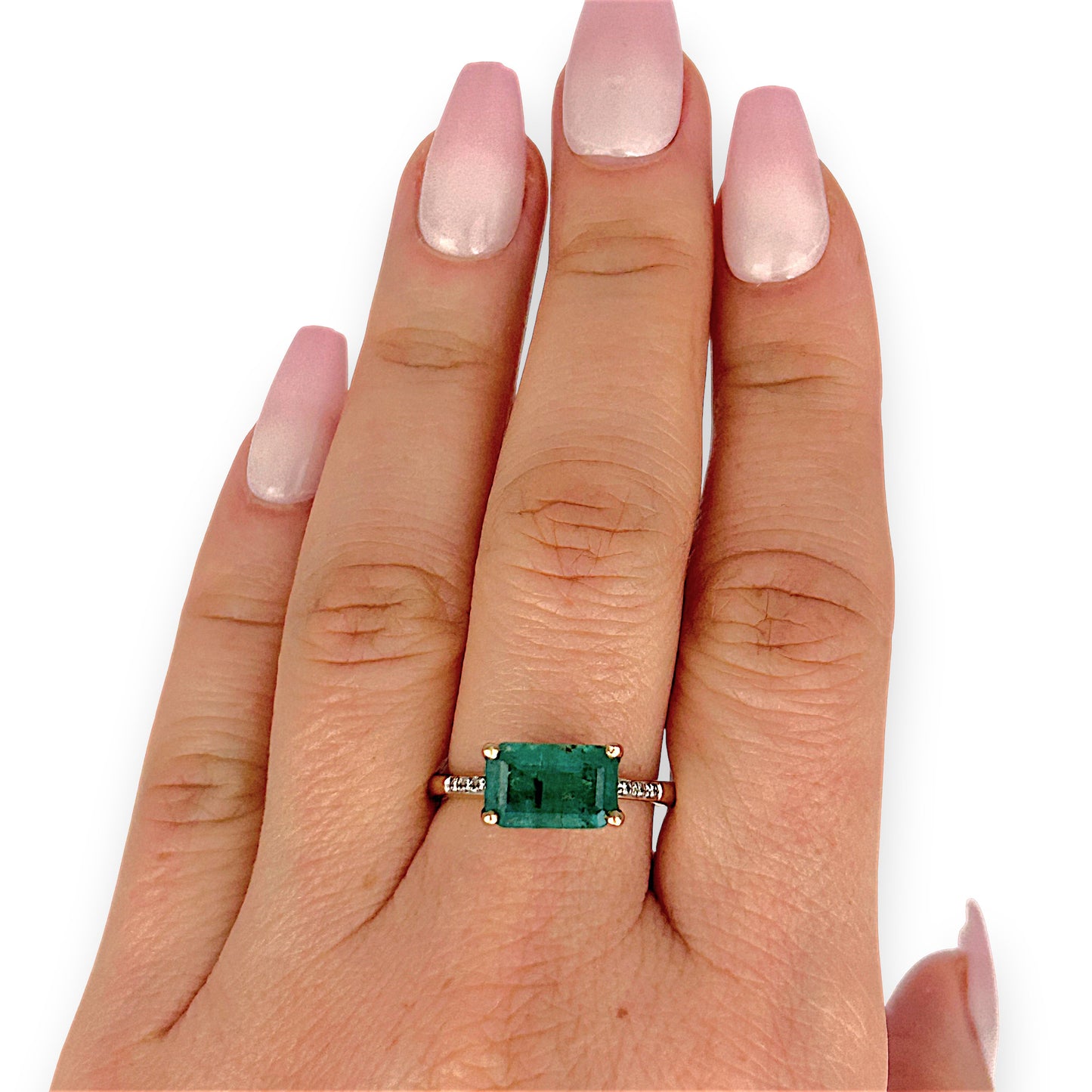 GOLD DEAL | 9ct (9K) Gold Regal Radiant Emerald & Diamond Dress Ring Valuation $3,300