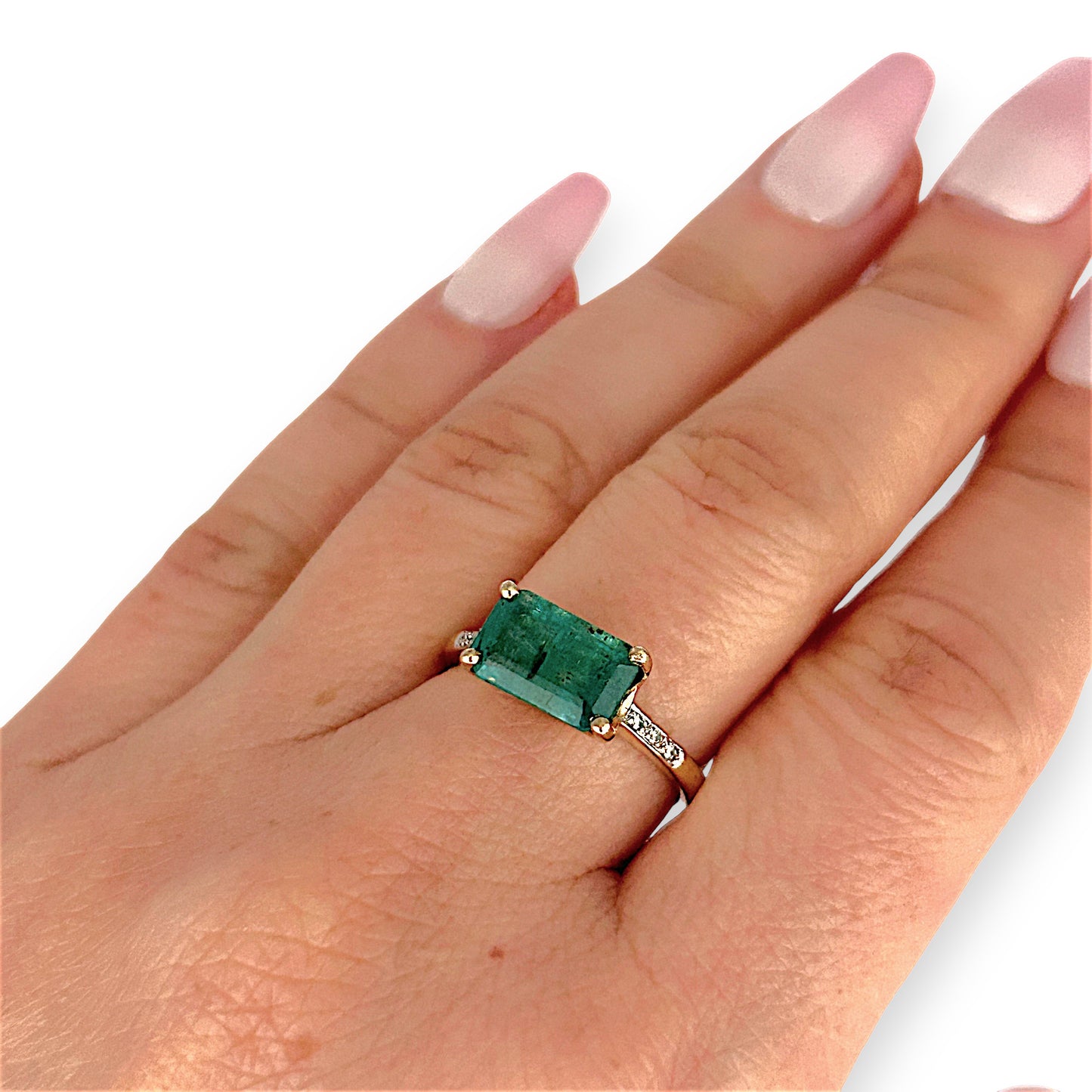 GOLD DEAL | 9ct (9K) Gold Regal Radiant Emerald & Diamond Dress Ring Valuation $3,300