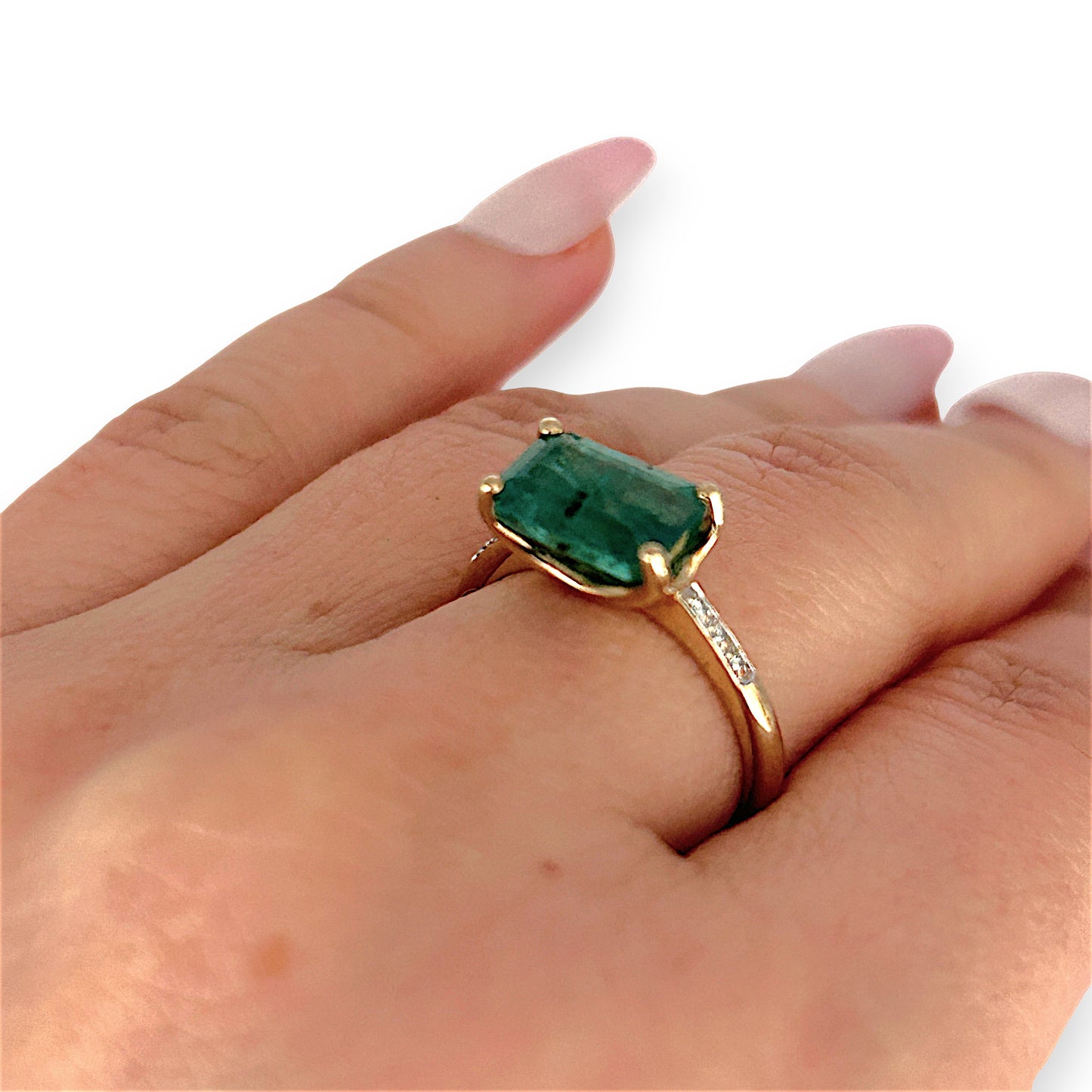 GOLD DEAL | 9ct (9K) Gold Regal Radiant Emerald & Diamond Dress Ring Valuation $3,300