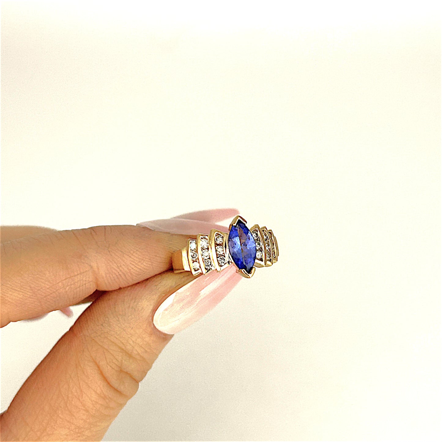 GOLD DEAL | 14ct Gold Bold Blue Tanzanite 1.00ct & Diamond 0.36ct Ring Valuation $6,237