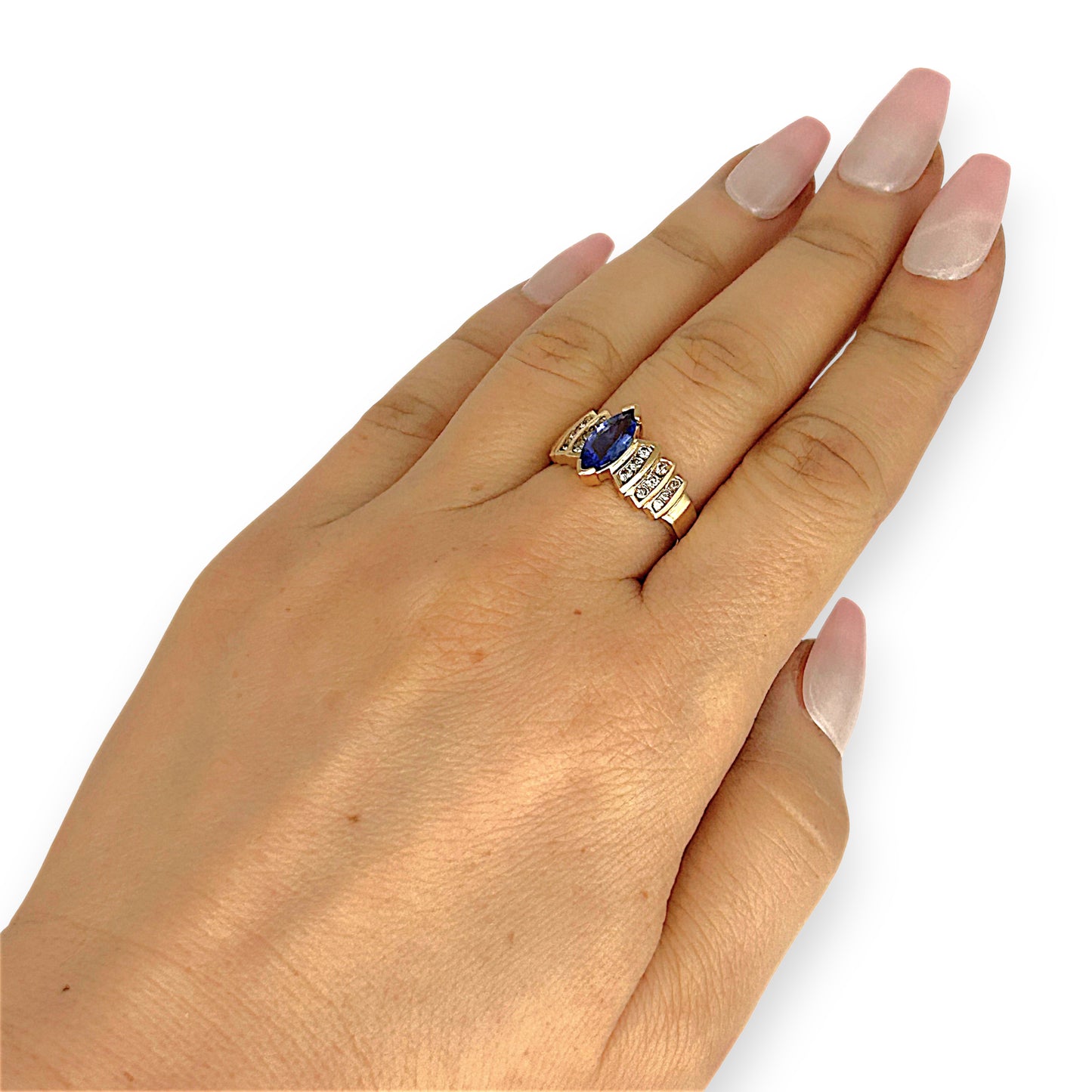 GOLD DEAL | 14ct Gold Bold Blue Tanzanite 1.00ct & Diamond 0.36ct Ring Valuation $6,237