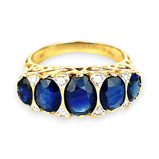 XMAS DEAL | 14kt Gold Midnight Radiance Sapphire & Diamond Ring Valuation $3,600