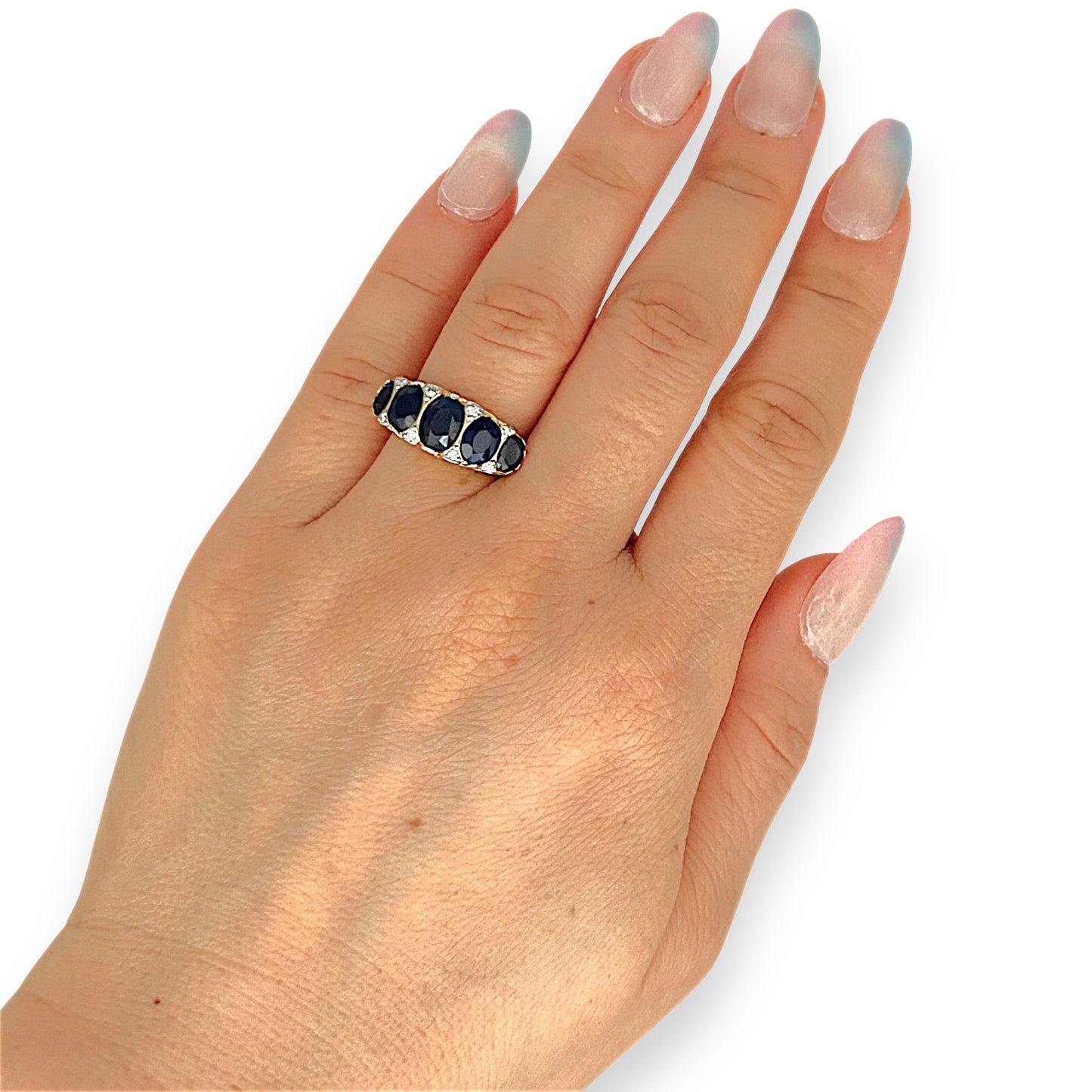 XMAS DEAL | 14kt Gold Midnight Radiance Sapphire & Diamond Ring Valuation $3,600