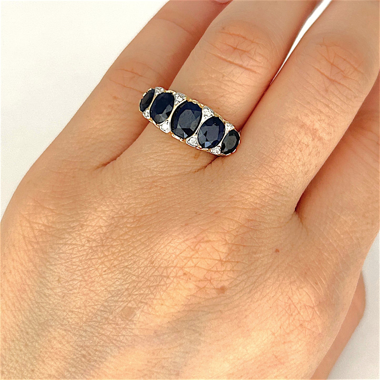 XMAS DEAL | 14kt Gold Midnight Radiance Sapphire & Diamond Ring Valuation $3,600
