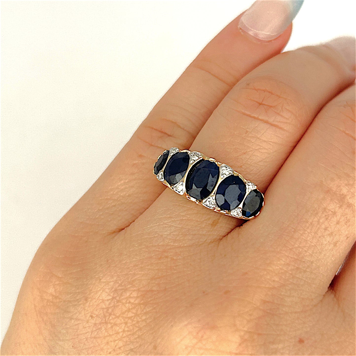 XMAS DEAL | 14kt Gold Midnight Radiance Sapphire & Diamond Ring Valuation $3,600