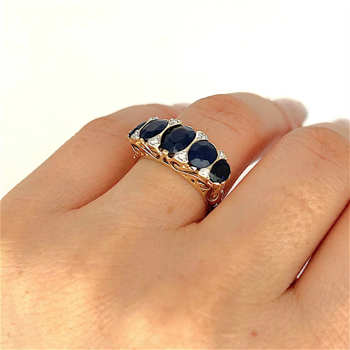 XMAS DEAL | 14kt Gold Midnight Radiance Sapphire & Diamond Ring Valuation $3,600