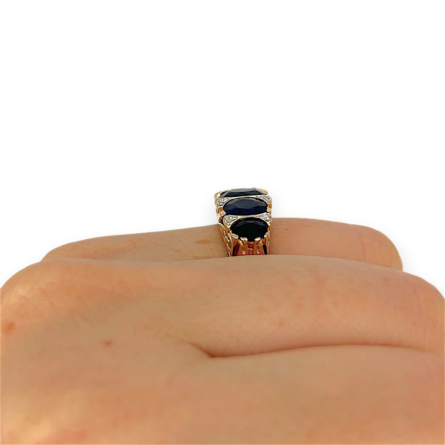 XMAS DEAL | 14kt Gold Midnight Radiance Sapphire & Diamond Ring Valuation $3,600