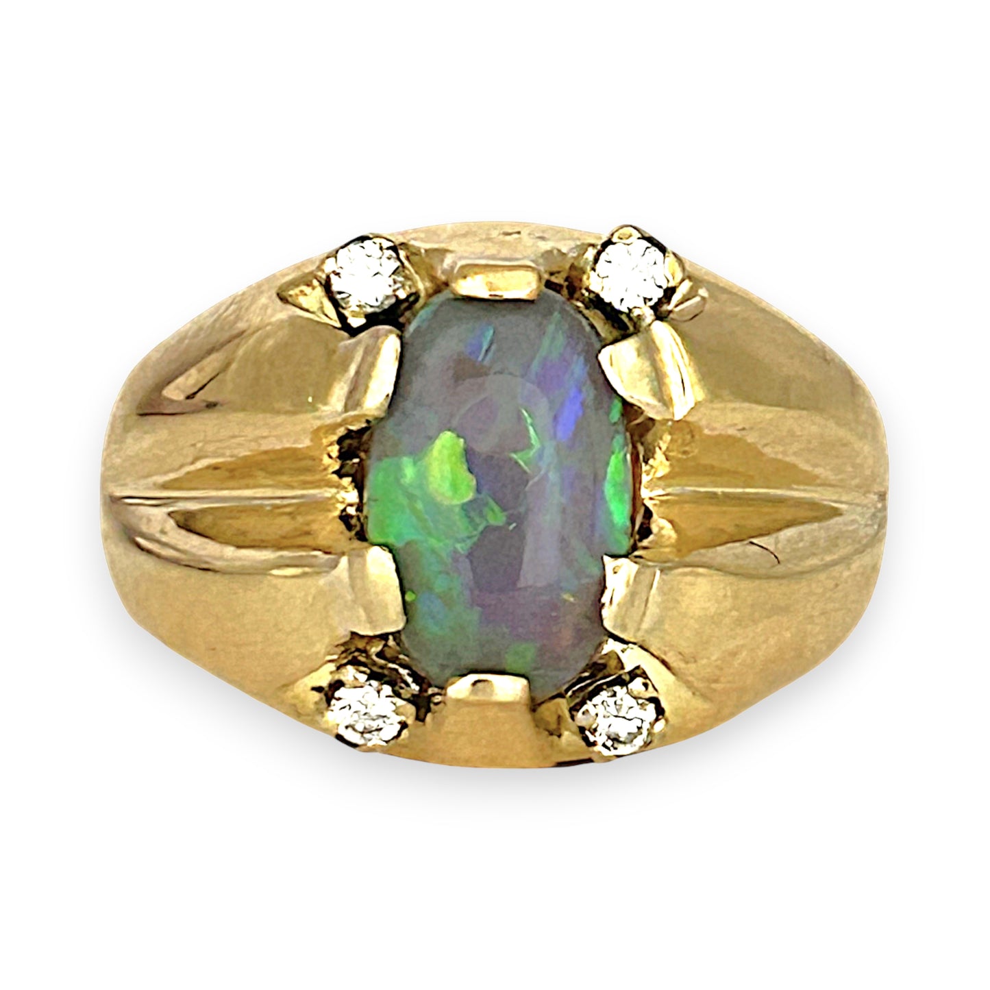 GOLD DEAL | 18ct (18K) Gold Serene Sparkle Oval Opal & Diamond Ring Valuation $10,750