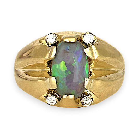 GOLD DEAL | 18ct (18K) Gold Serene Sparkle Oval Opal & Diamond Ring Valuation $10,750