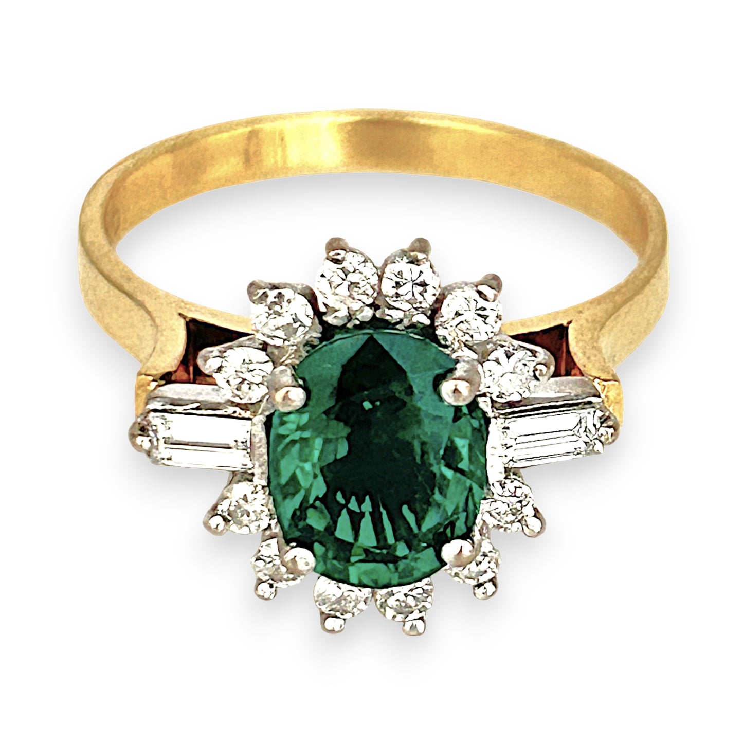 XMAS DEAL | 18kt Y/W Gold Emerald Symphony Ring Valuation $4,550