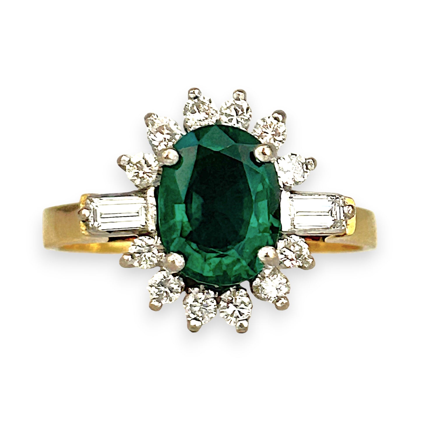 XMAS DEAL | 18kt Y/W Gold Emerald Symphony Ring Valuation $4,550