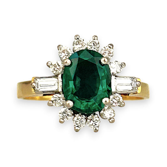 XMAS DEAL | 18kt Y/W Gold Emerald Symphony Ring Valuation $4,550