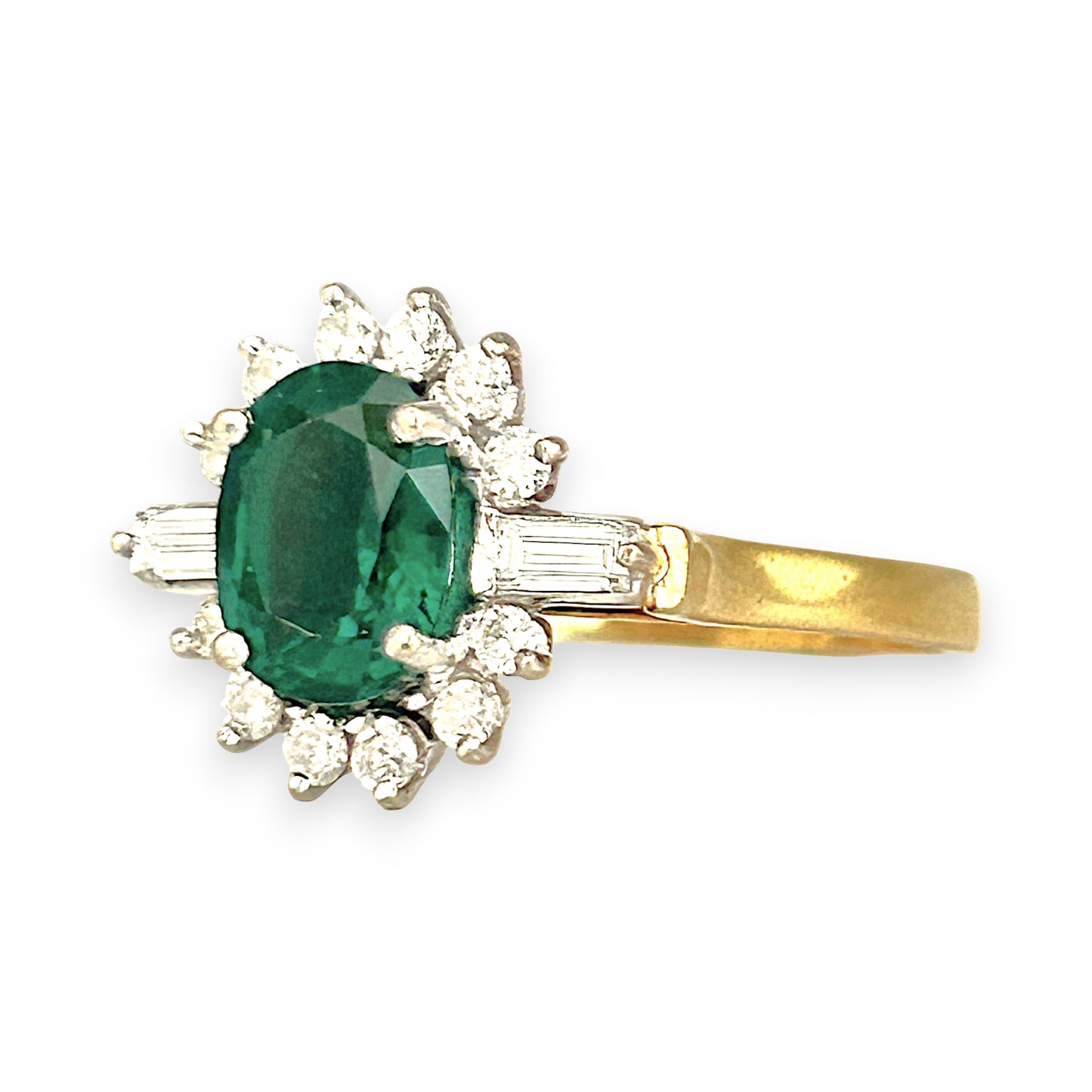 XMAS DEAL | 18kt Y/W Gold Emerald Symphony Ring Valuation $4,550