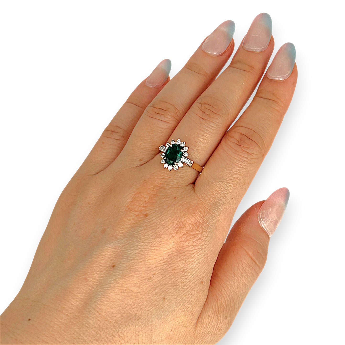 XMAS DEAL | 18kt Y/W Gold Emerald Symphony Ring Valuation $4,550