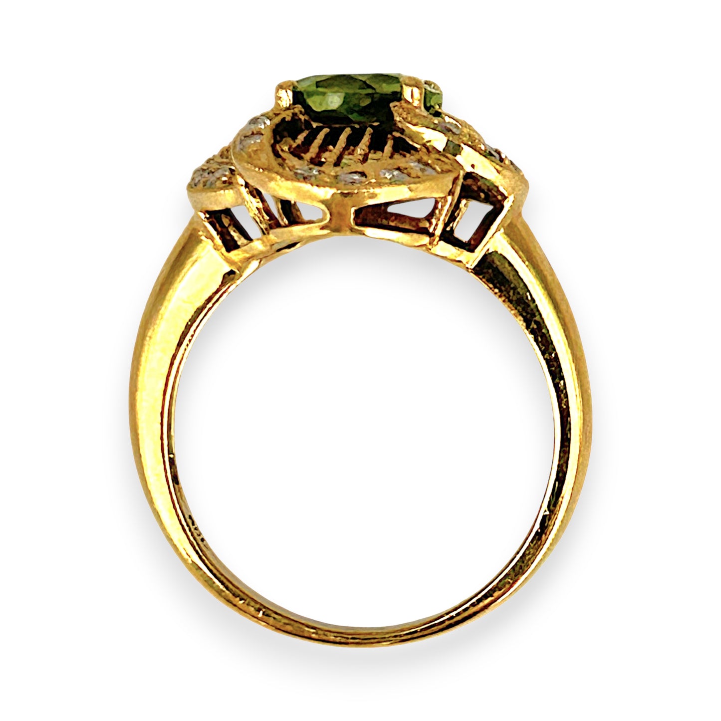 XMAS DEAL | 18kt Gold Verde Éclat Peridot & Diamond Filigree Ring Valuation $4,400