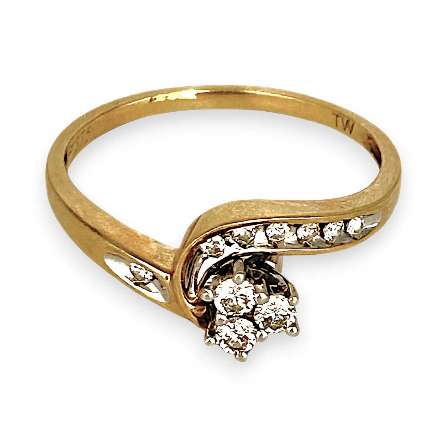 GOLD DEAL | 9ct Gold Swirl Cluster Diamond Ring Size M