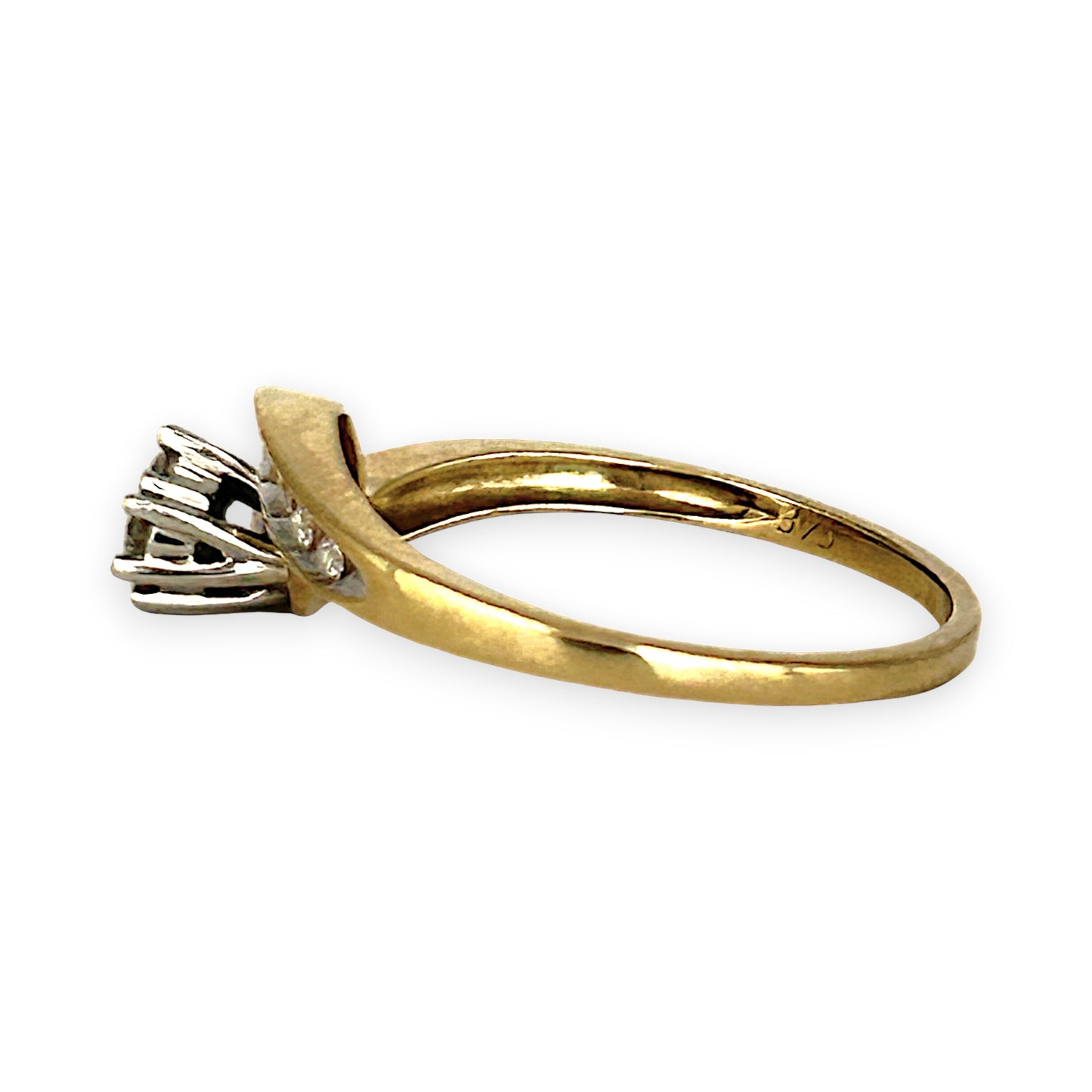 GOLD DEAL | 9ct Gold Swirl Cluster Diamond Ring Size M