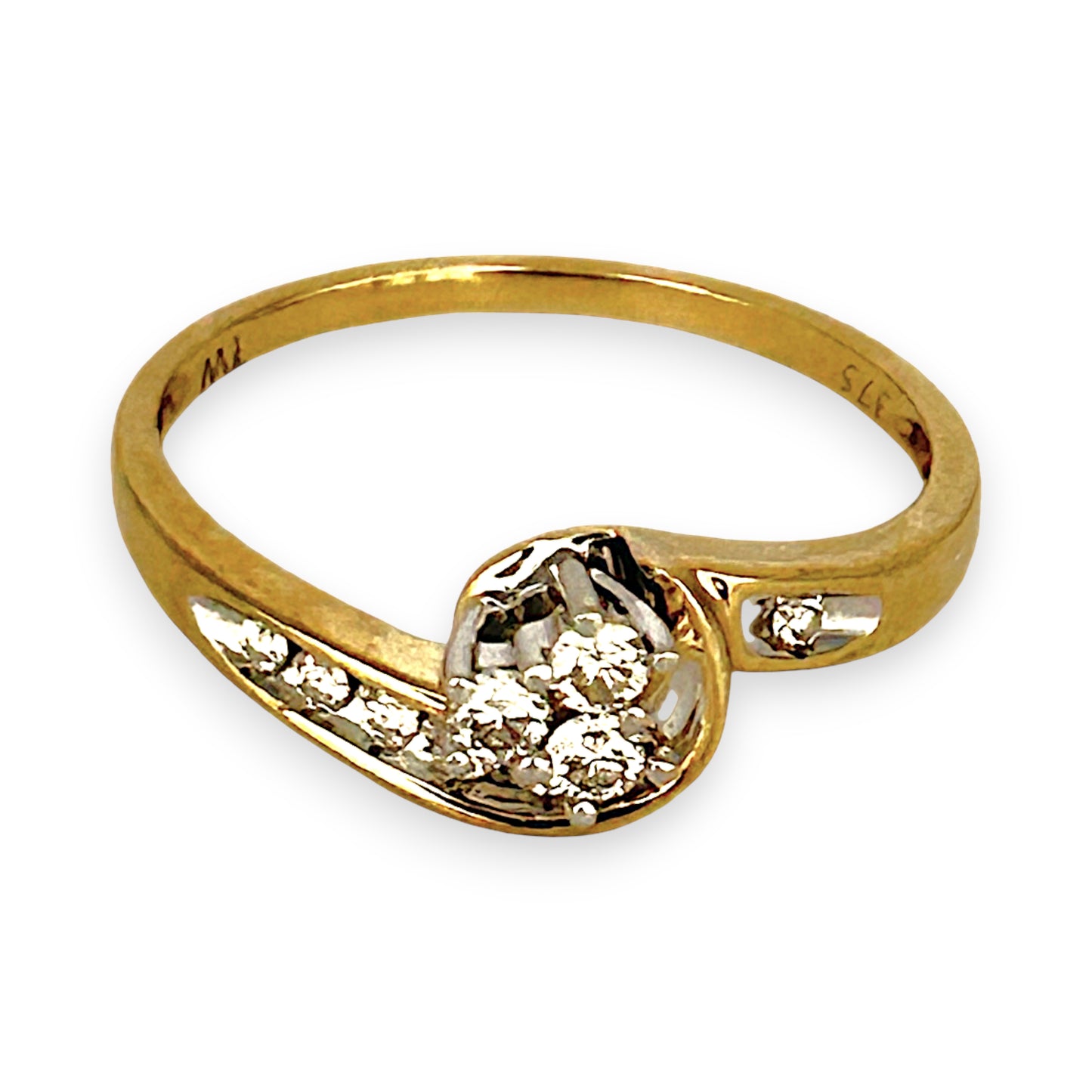 GOLD DEAL | 9ct Gold Swirl Cluster Diamond Ring Size M
