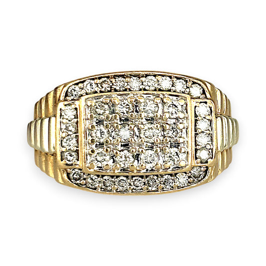 GOLD DEAL | 10ct (10K) Y/W Gold MICHAEL HILL Regal Grid Diamond 1.00ct Statement Ring