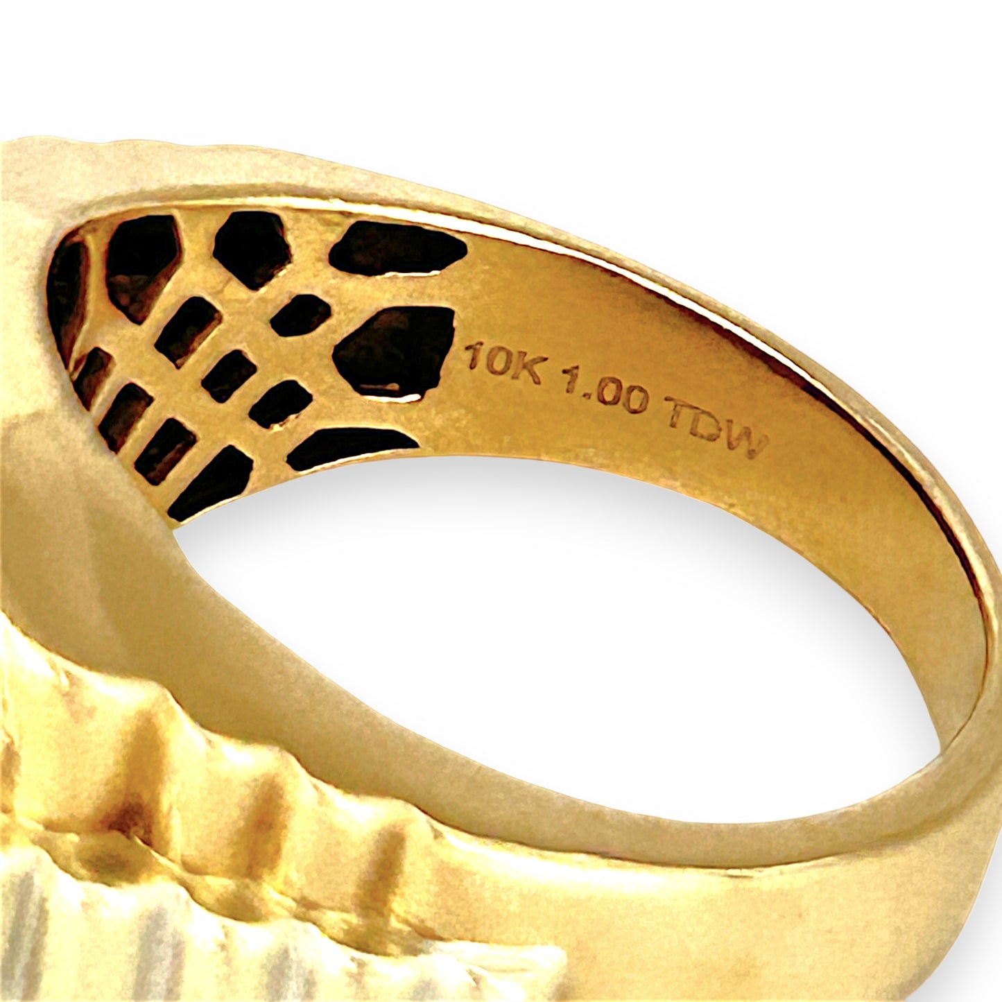 GOLD DEAL | 10ct (10K) Y/W Gold MICHAEL HILL Regal Grid Diamond 1.00ct Statement Ring