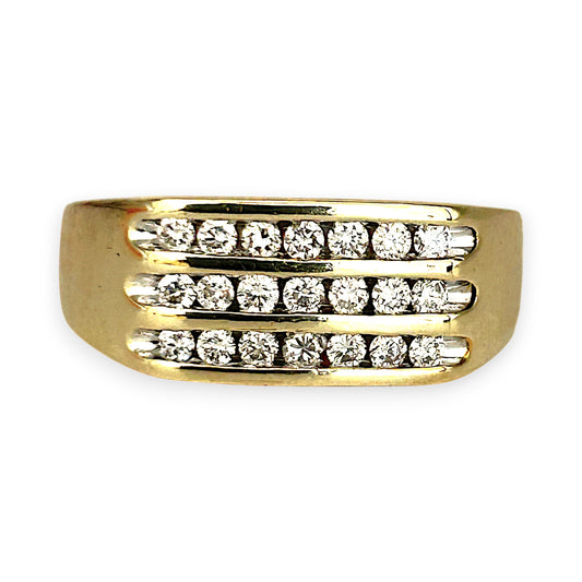 GOLD DEAL | 10ct (10K) Gold MICHAEL HILL Triple Row Diamond 0.50ct Ring Valuation $3,629