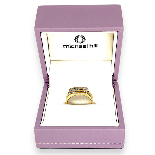 GOLD DEAL | 10ct (10K) Gold MICHAEL HILL Triple Row Diamond 0.50ct Ring Valuation $3,629