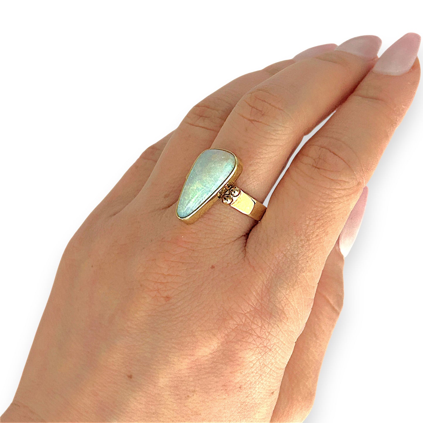 GOLD DEAL | 14ct (14K) Gold Aurora Bloom Opal Ring Valuation $4,200
