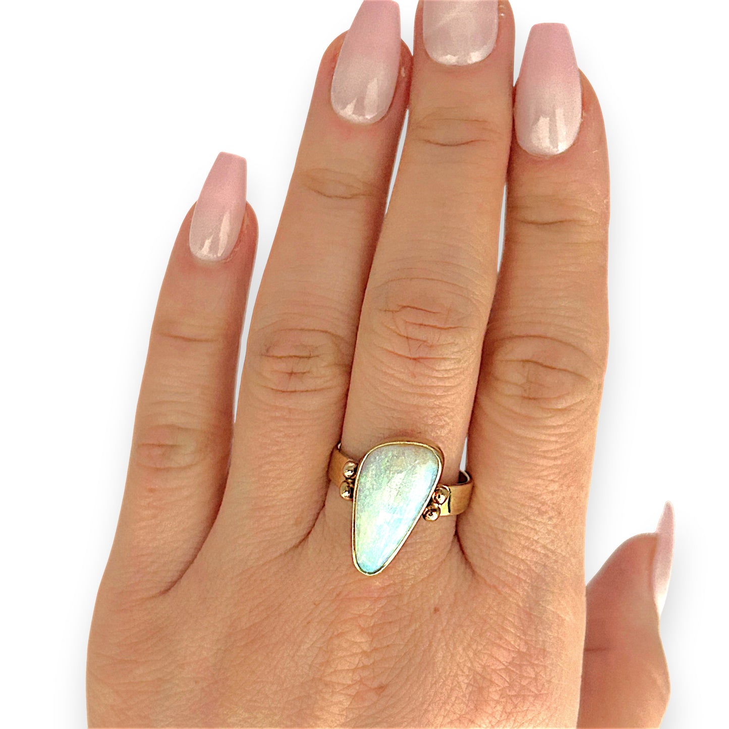 GOLD DEAL | 14ct (14K) Gold Aurora Bloom Opal Ring Valuation $4,200