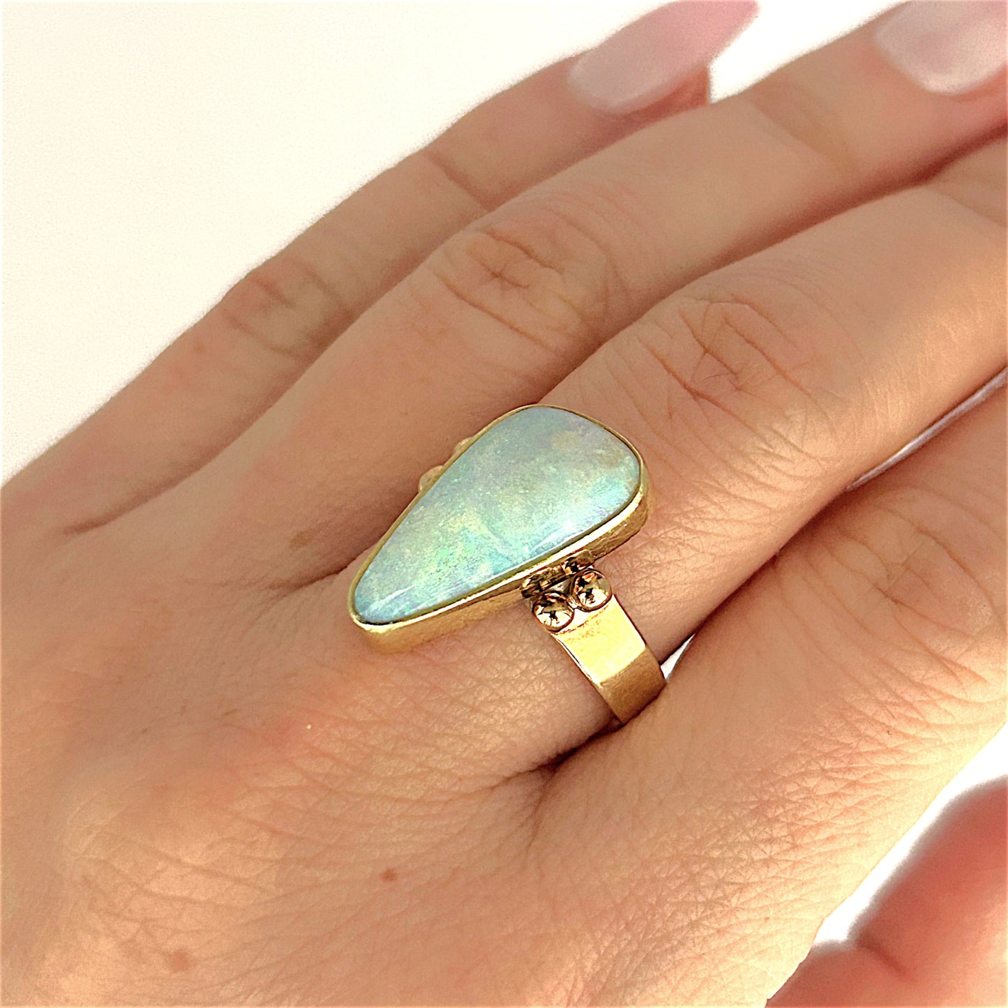 GOLD DEAL | 14ct (14K) Gold Aurora Bloom Opal Ring Valuation $4,200