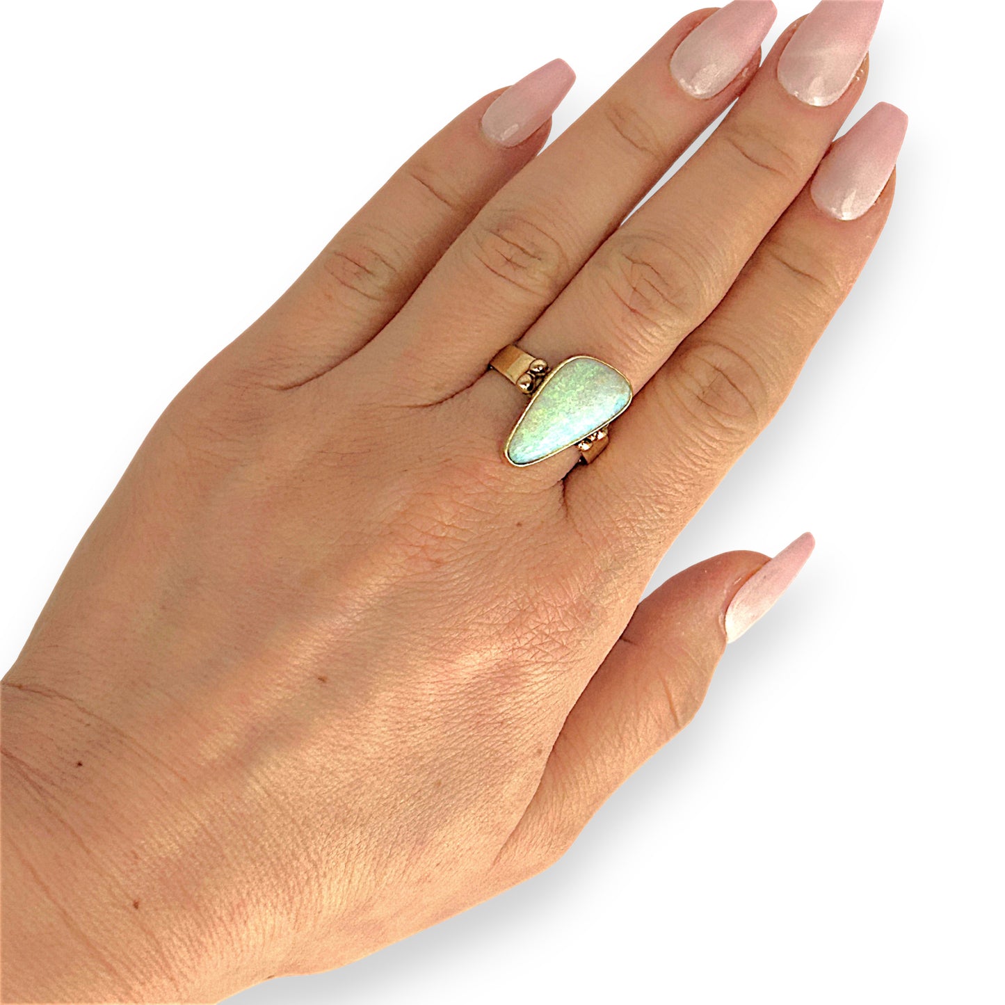 GOLD DEAL | 14ct (14K) Gold Aurora Bloom Opal Ring Valuation $4,200