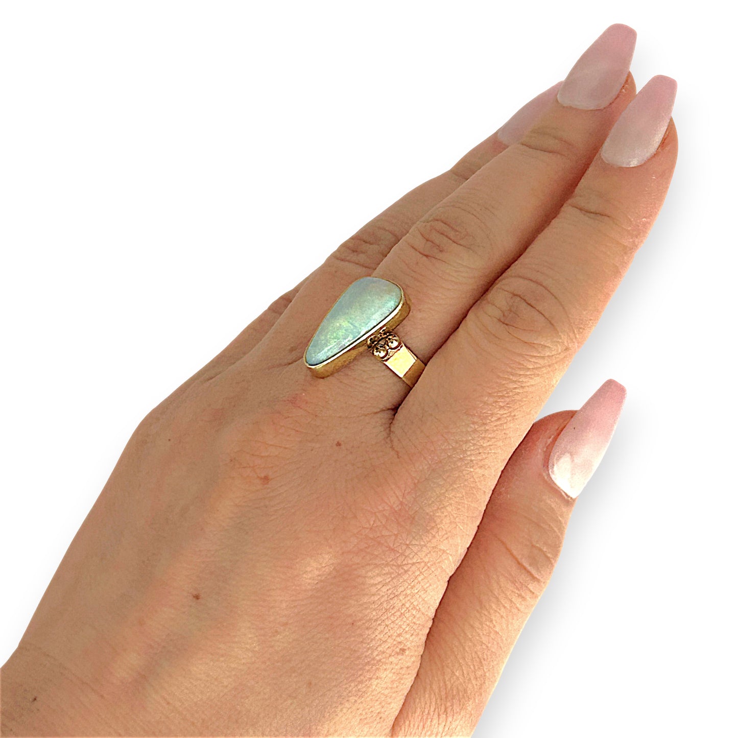 GOLD DEAL | 14ct (14K) Gold Aurora Bloom Opal Ring Valuation $4,200