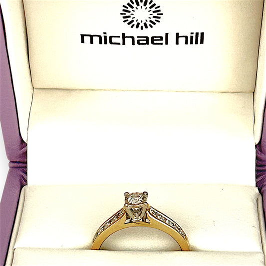 GOLD DEAL | 14ct (14K) Gold MICHAEL HILL Classic Diamond 0.62ct Solitaire Ring Valuation $4,000