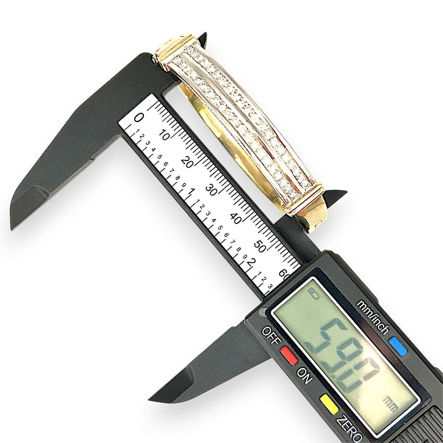 GOLD DEAL | 14ct (14K) Y/W Gold Lustre Line Bangle with 1.60ct Diamonds Valuation $15,950