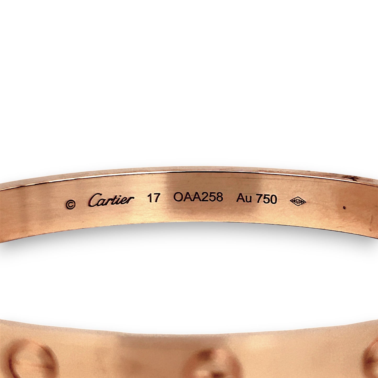 GOLD DEAL | 18ct (18K) Authentic Cartier Love Bracelet Classic Rose Gold Bracelet Size 17 with screw motif
