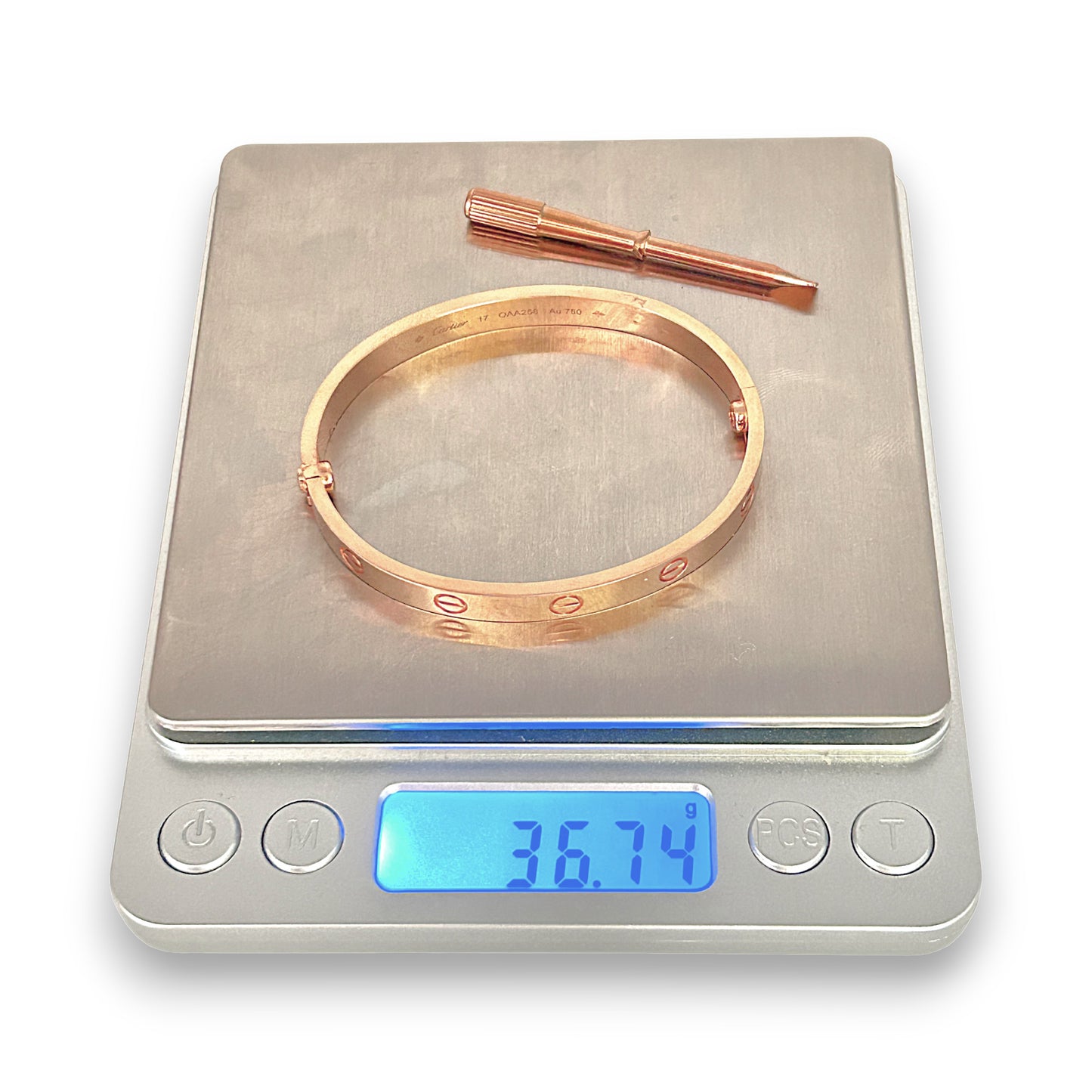 GOLD DEAL | 18ct (18K) Authentic Cartier Love Bracelet Classic Rose Gold Bracelet Size 17 with screw motif