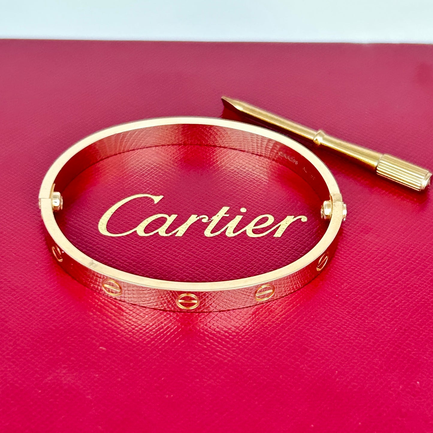 GOLD DEAL | 18ct (18K) Authentic Cartier Love Bracelet Classic Rose Gold Bracelet Size 17 with screw motif