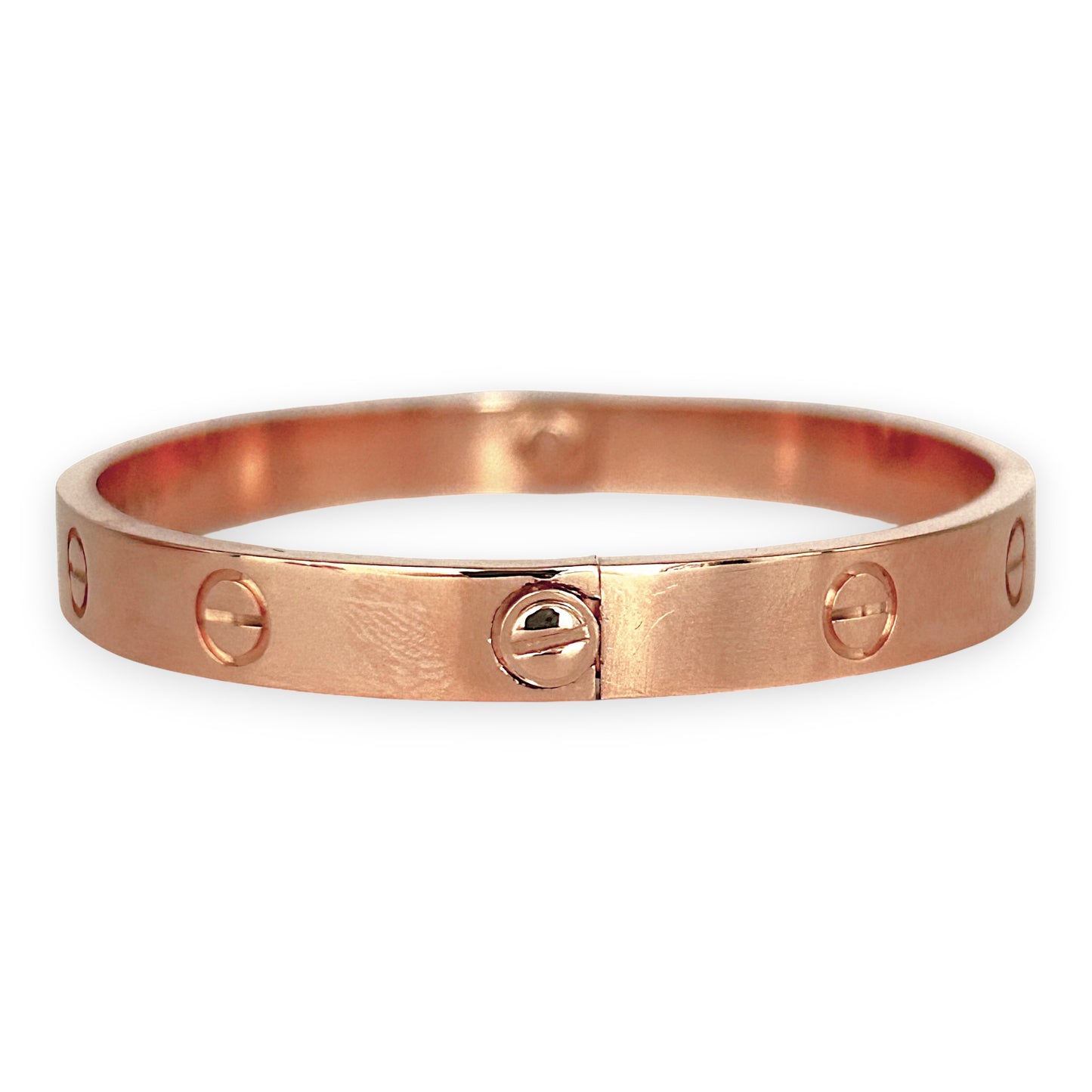 GOLD DEAL | 18kt Authentic Cartier Love Bracelet Classic Rose Gold Bracelet Size 17 with screw motif