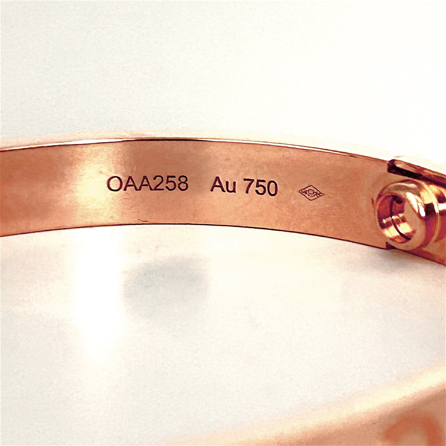 GOLD DEAL | 18kt Authentic Cartier Love Bracelet Classic Rose Gold Bracelet Size 17 with screw motif